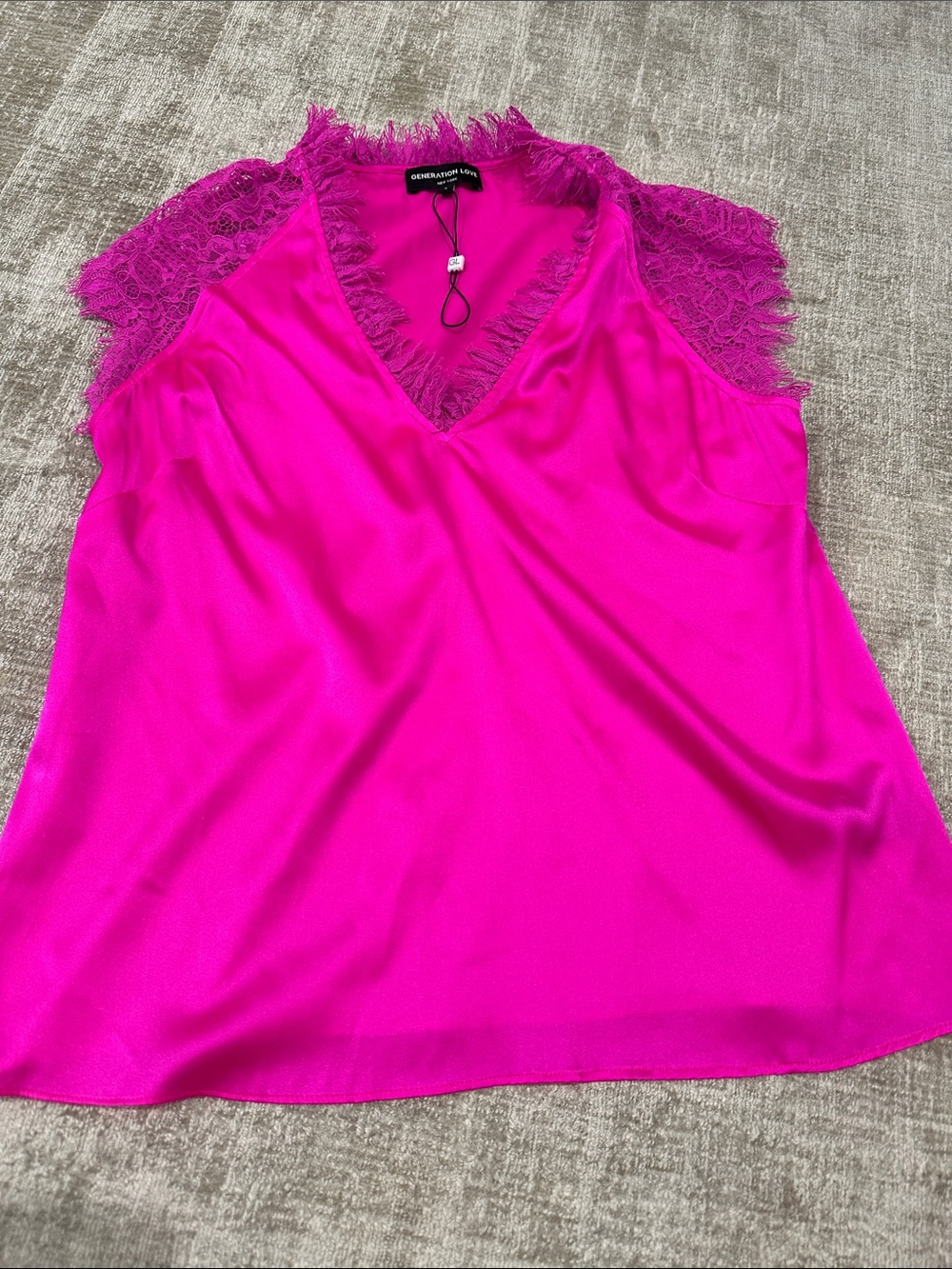 Generation Love Bright Fuchsia Lace-Trim V-Neck Camisole